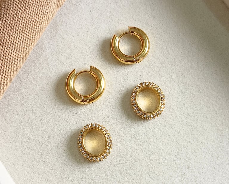 gold-plated earrings with cubic zirconia