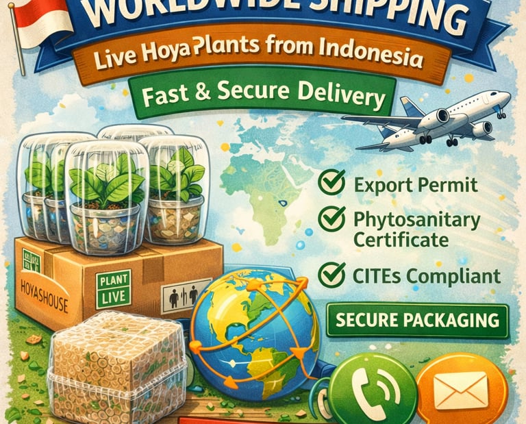 Worldwide shipping of live Hoya plants from Indonesia with secure packing