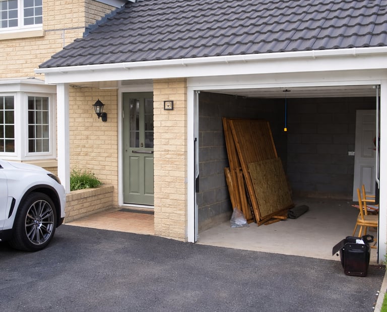 Garage to home office conversion and new porch in Worthing