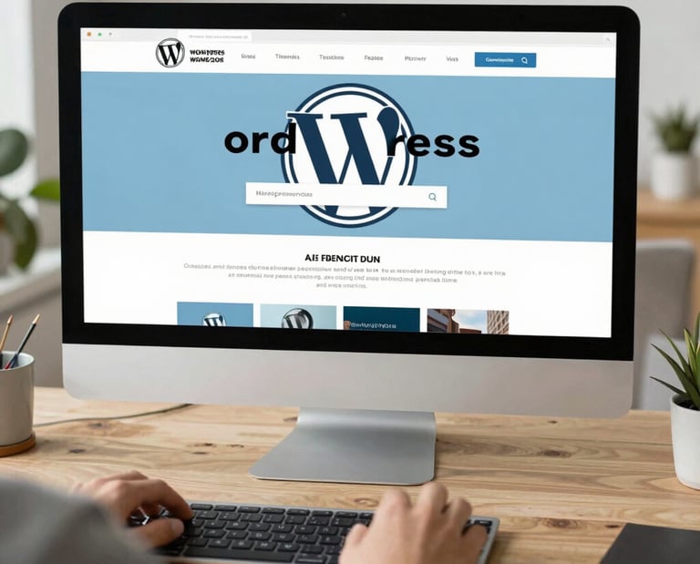 A developer coding a WordPress website on a modern laptop.