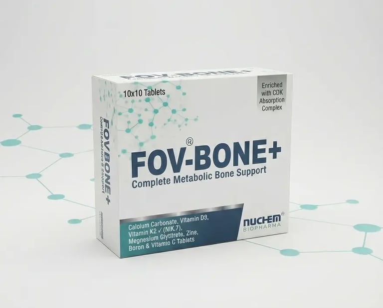 FOV-BONE+: Vitamin K2-7 & Calcium Formula | Nuchem Biopharma