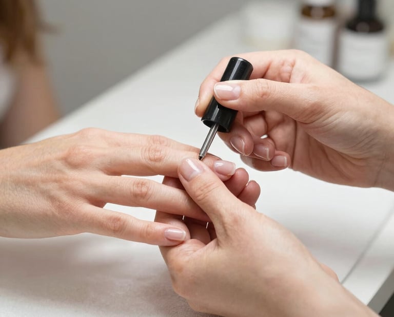 Professional makeup artist applying red glossy lipstick and mascara to a woman with smokey eye makeup.