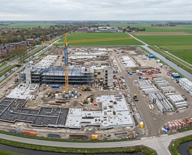 Aerial construction site overview Netherlands — SOLA Aerial Insights
