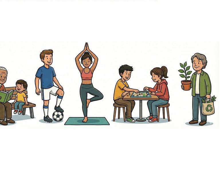 Des personnages représantant les sports, associations et la culture à Chasné