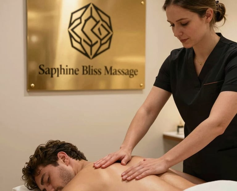 A serene spa setting featuring smooth volcanic stones arranged on a massage table.
