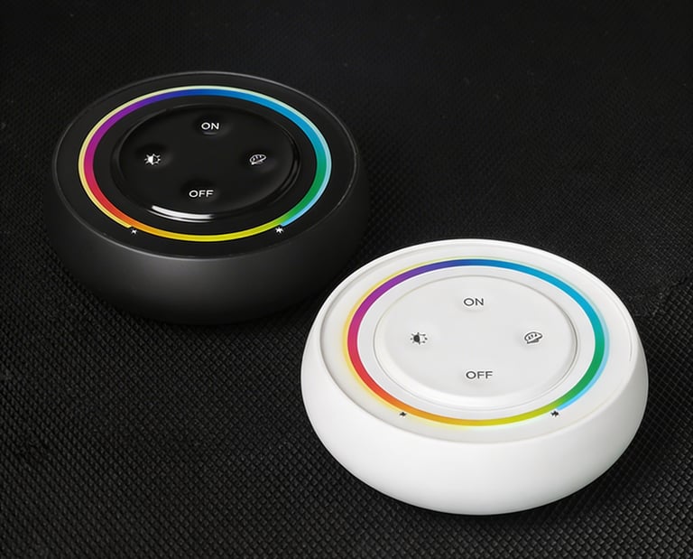 Control táctil circular para selección inmediata de colores RGB.