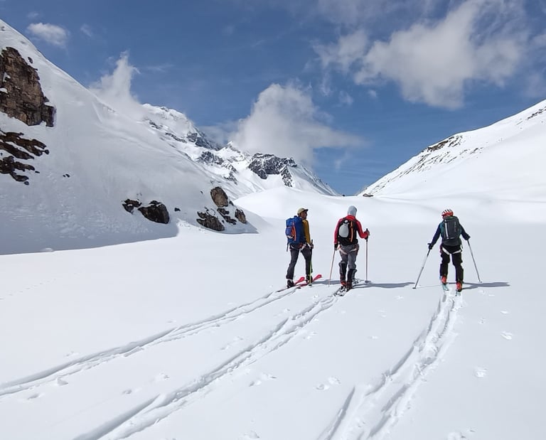 des amis en ski de randonnée