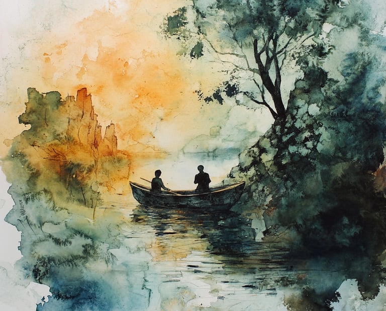Une barque avec deux personnes