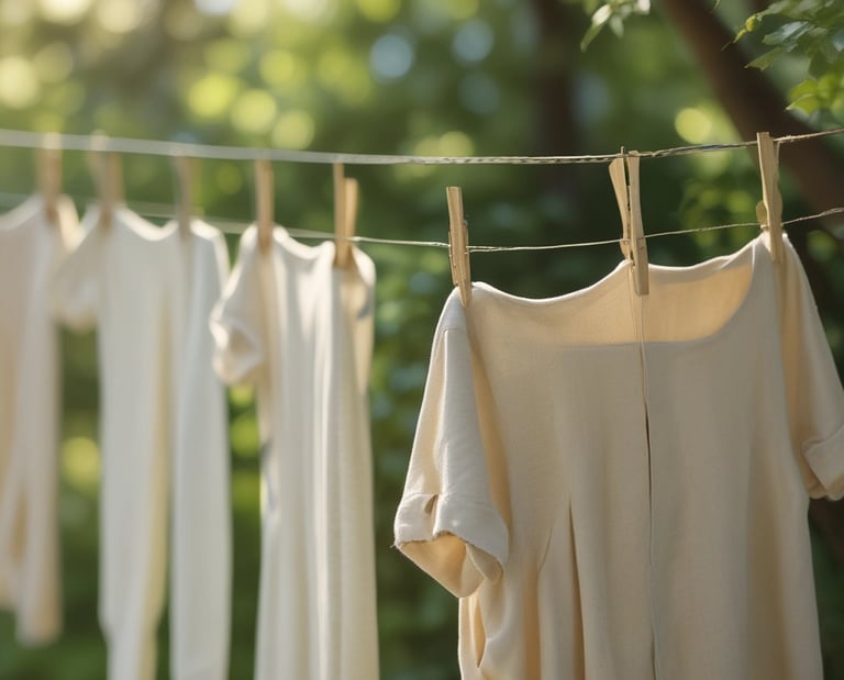 Clothes hung on a clothes line outside