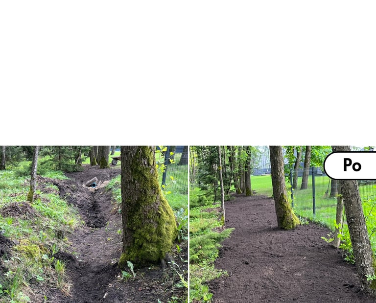 Sklypo lyginimas ir formavimas prieš ir po darbų