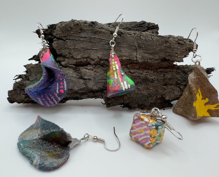 coffee clay earrings recycled