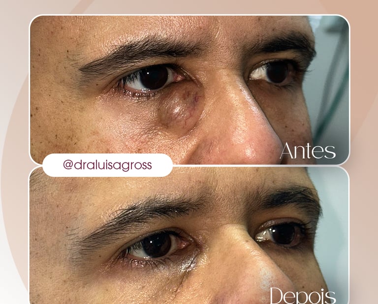 Antes e depois de cirurgia periocular realizada pela Dra. Luisa Gross