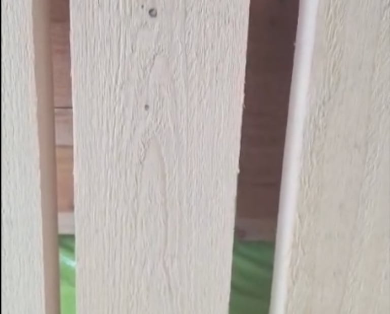 Close-up of light unfinished todomatsu wood boards showing natural grain texture and vertical slats.