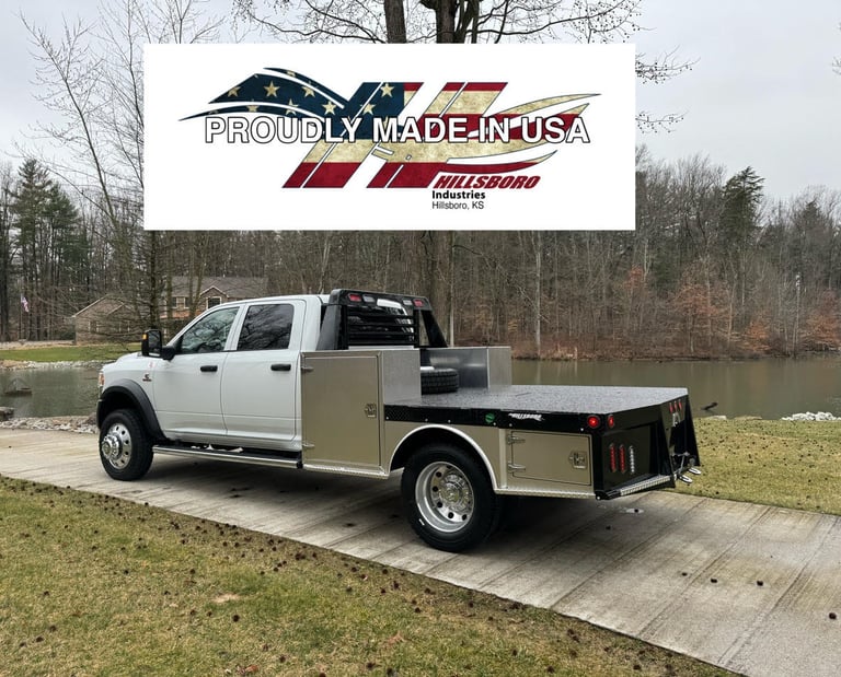 Hillsboro Industries Flatbed Ram 3500 cummins cab chassis aluminum and steel hybrid with toolboxes