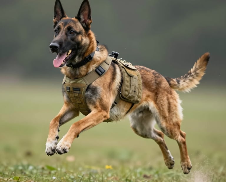 Image of a US Military K-9 in action render.