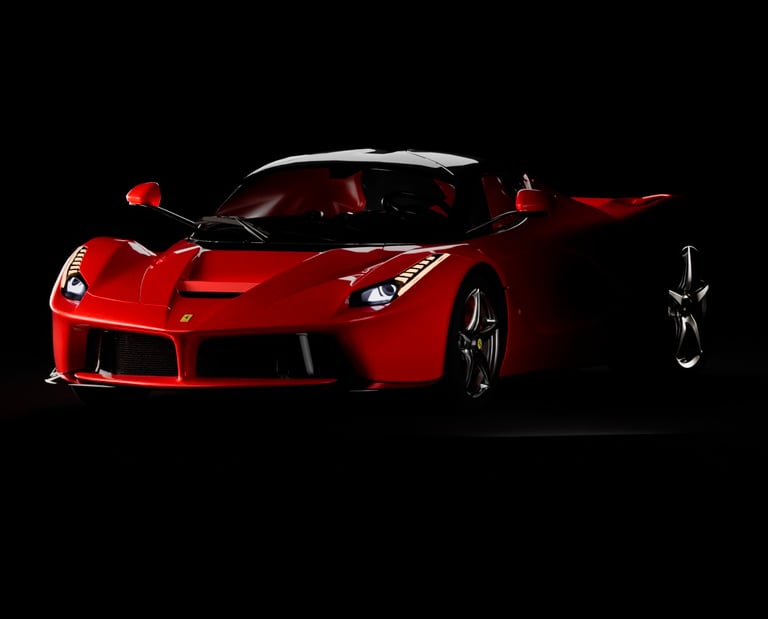 Image of a 3D render of a 2023 Ferrari LaFerrari.