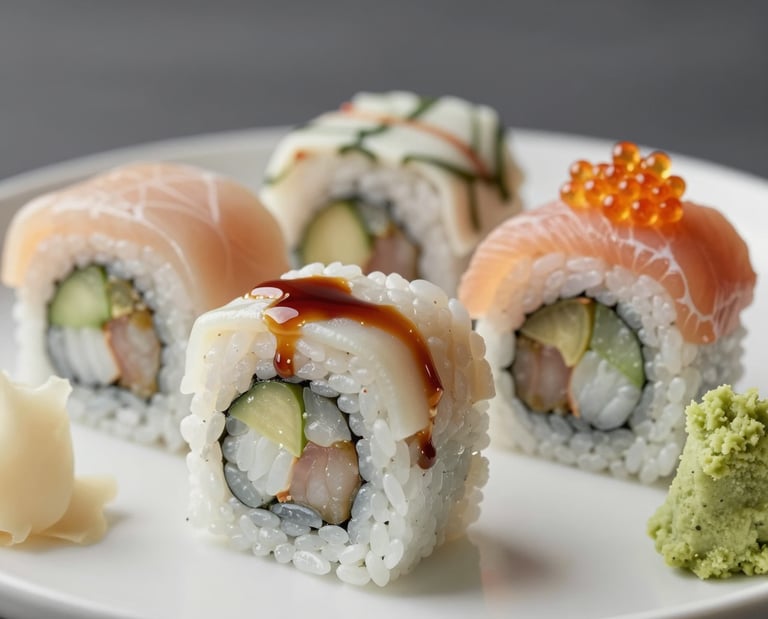 Image of our fresh sushi rolls render.