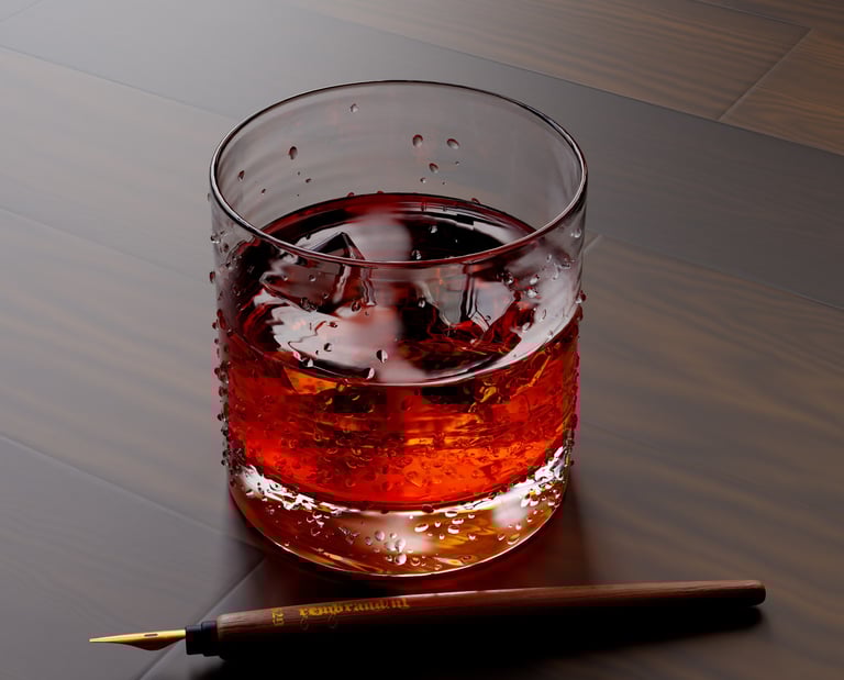 Image of our glass of bourbon render.
