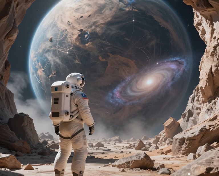 Image of an astronaut looking into the future of possibilities.