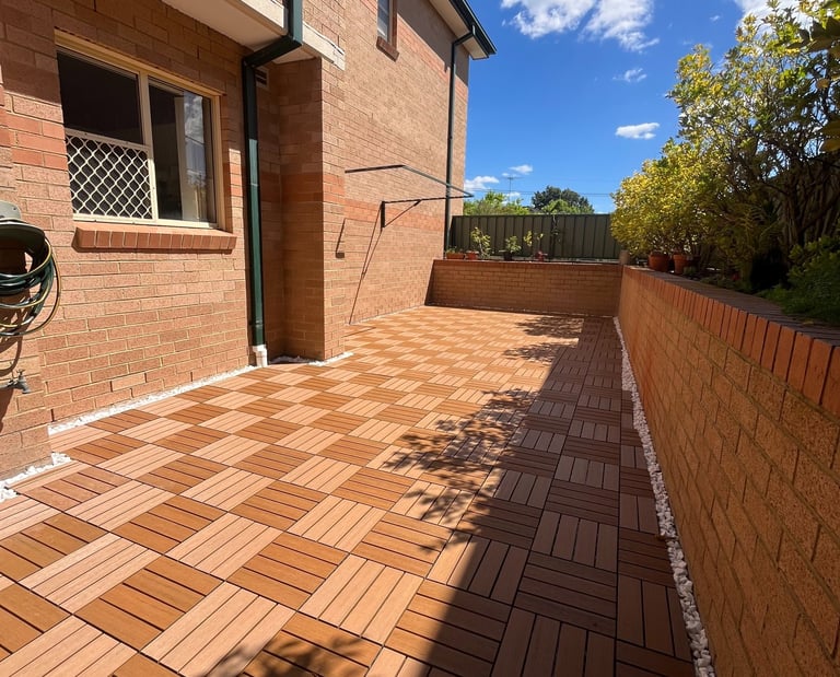 Residential outdoor renovation with interlocking decking tiles Maroubra