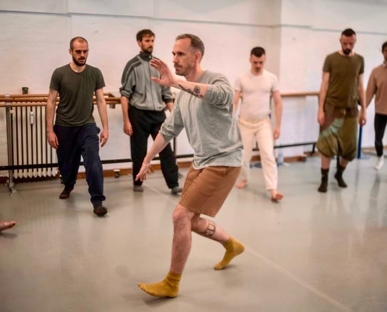 a group of guys warming up