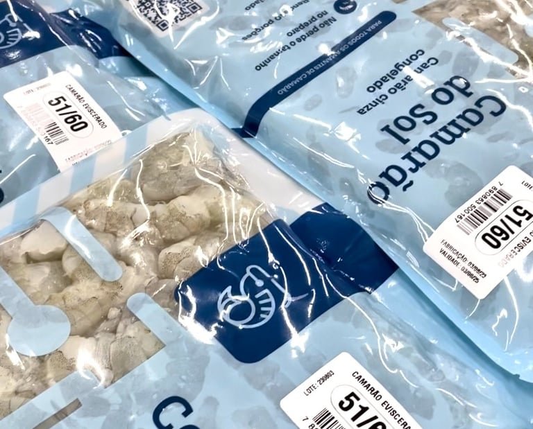 Filé de camarão congelado industria em Natal