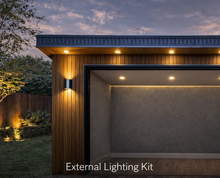External Lighting kit Comprising of recessed spot lights and contemporary wall lights