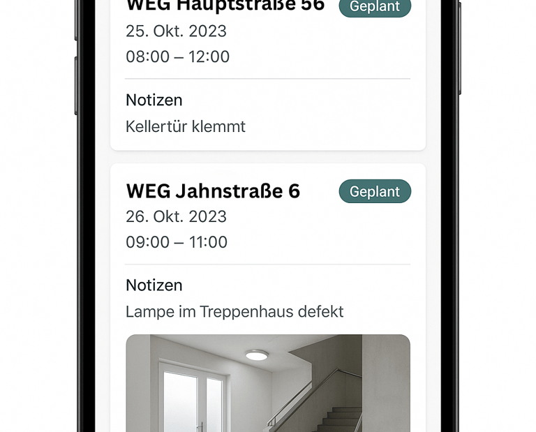 a phone screen showing a picture of a house with a staircase