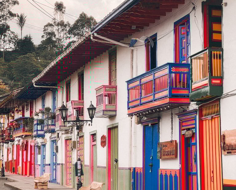 Coloful facades of Salento in Colombia