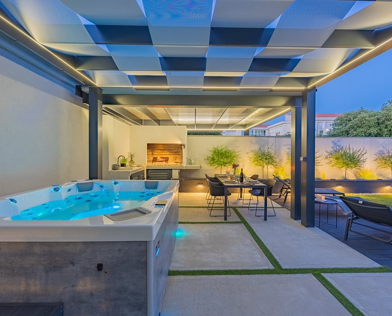 oaza opustanja s pogledom na pergolu i vrt