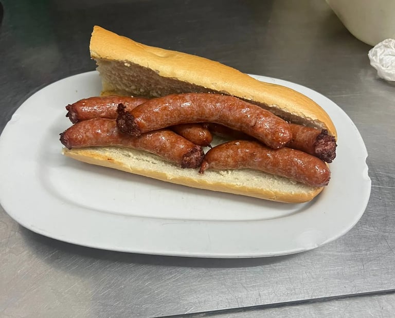 montado de salchichas frescas