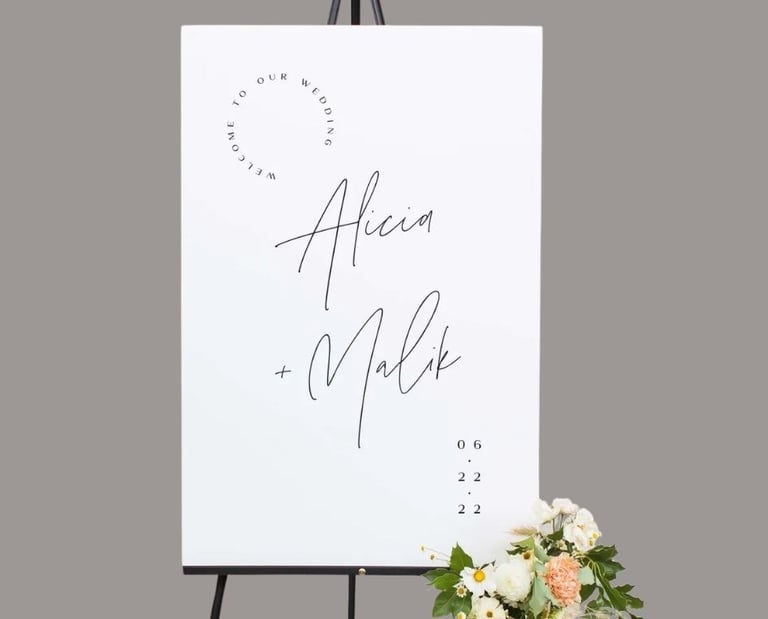 Alicia and Malik White wedding sign