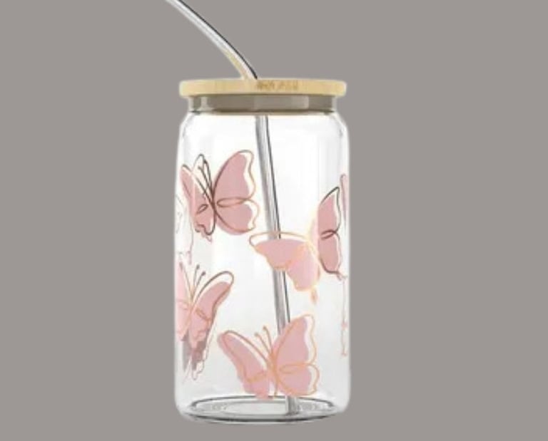Butterfly designed soda glass