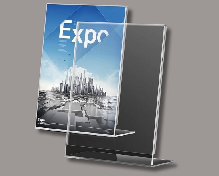 L type display toppers with paper inside