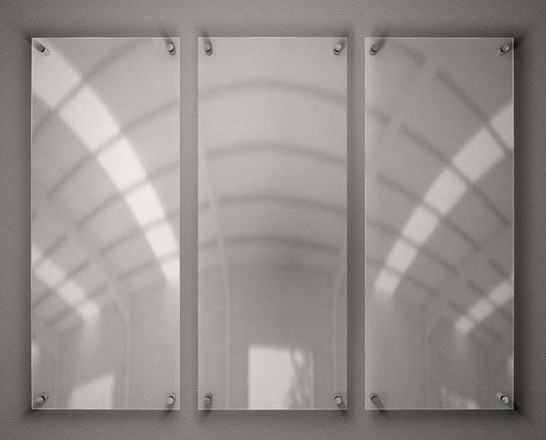 3 clear wallframes hanged in the wall