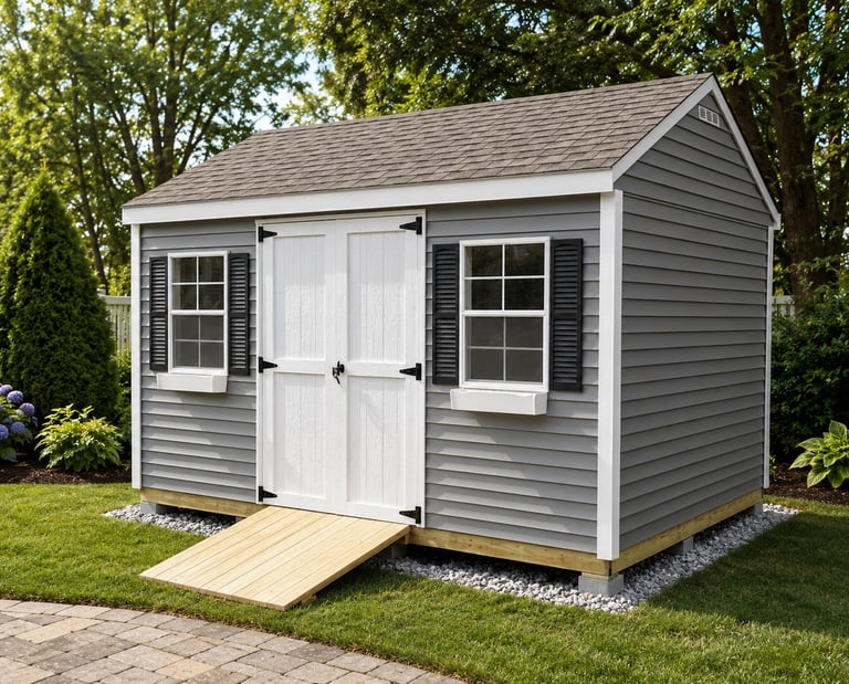 Standard pressure treated shed ramp built for easy entry and accessibility.