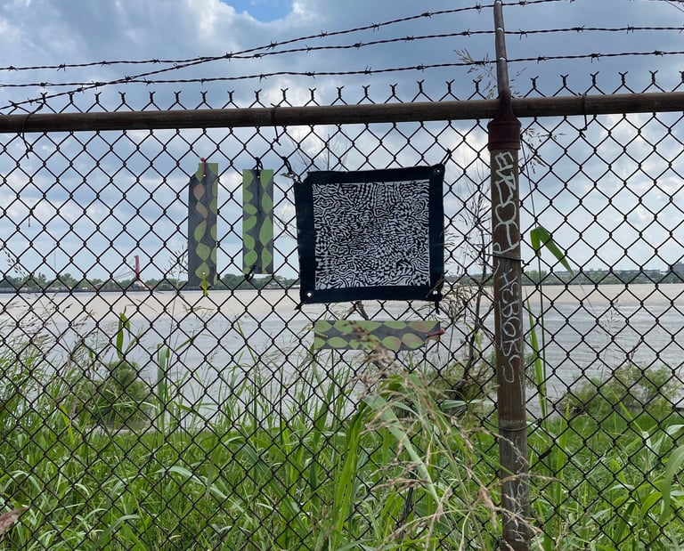 field signals and back pond reflection patch at end of the world New Orleans