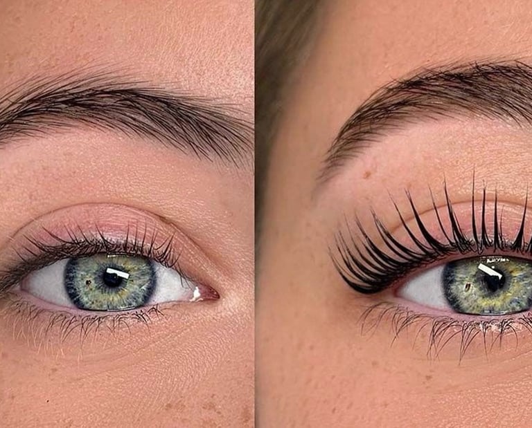 before and after picture of Lash lift 
