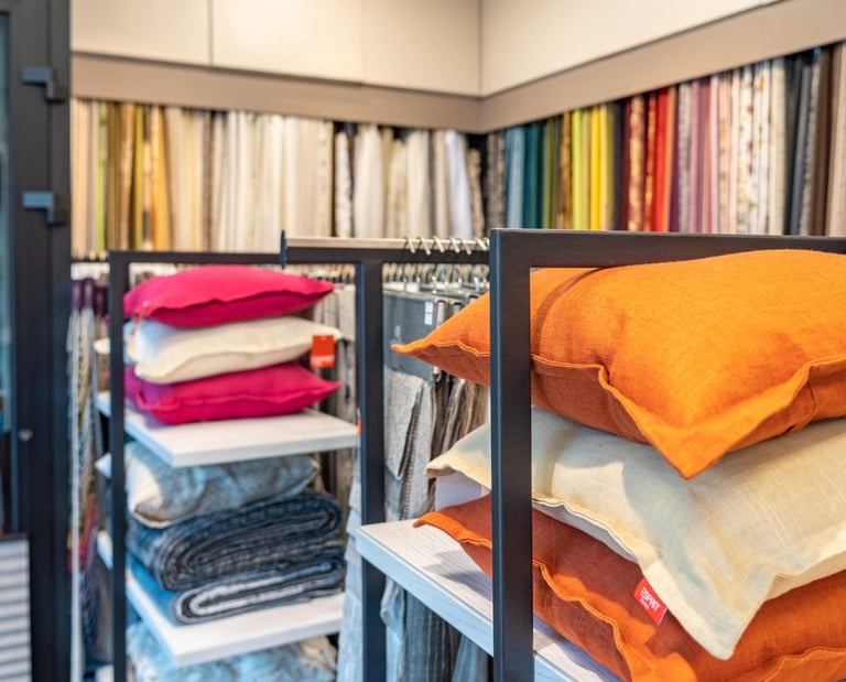 Dekoratyvinės pagalvėlės užuolaidų salone