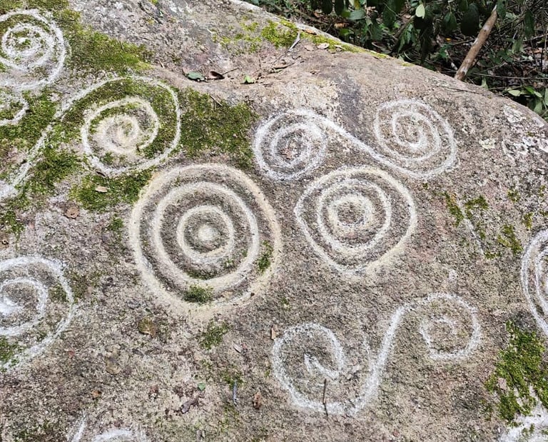 Detalle de petroglifo tallado en roca