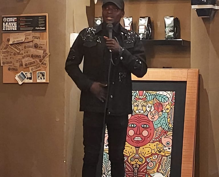 Glody kikonga presenting his first business launch at Mandela Rhodes Place