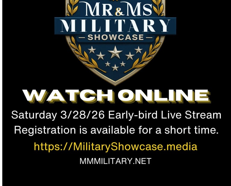 Watch 2026 Mr & Ms Military Leadership Showcase online at MilitaryShowcase.media Get tickets now.