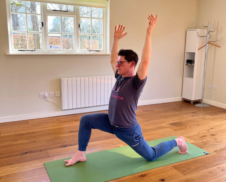 Yoga instructor Will stretch