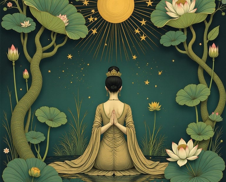 artistic image depicting a woman in meditation