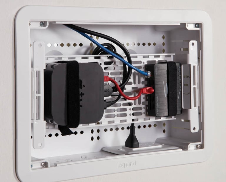 MountMyTV uses a Sanus in-wall cable management box installation in a London home.