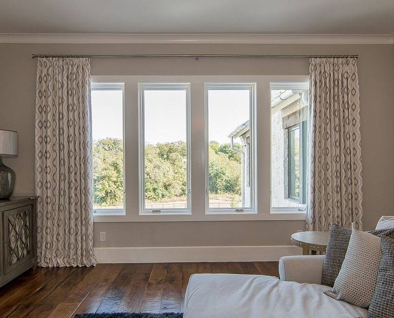 Custom Drapery French Pleated Decorative 2 widths each on decorative hardware