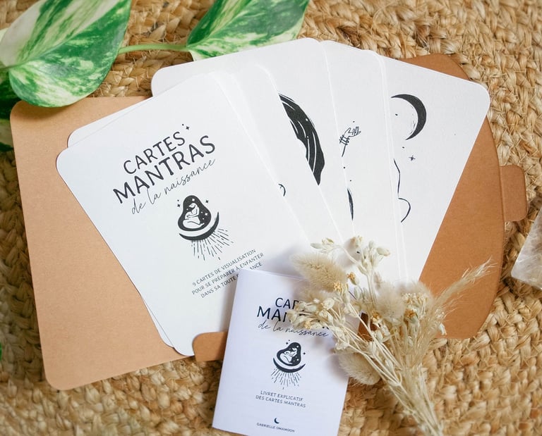 set cartes mantras de la naissance