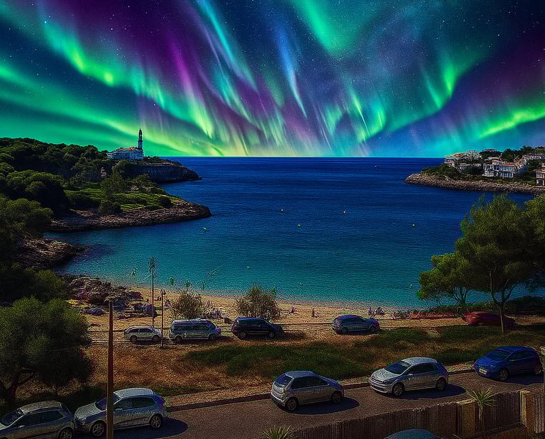 a view of a beach with cars parked in front of a beach