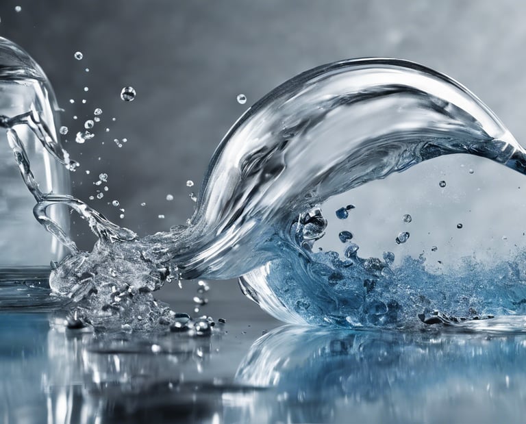 a bottle of water with a splash of water on the bottom