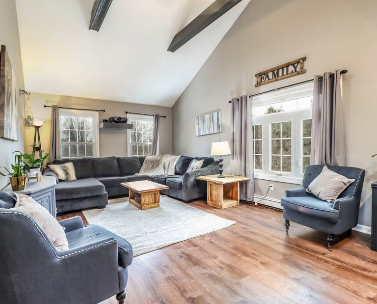 Professional residential painting in a family room with a smooth, high-quality finish